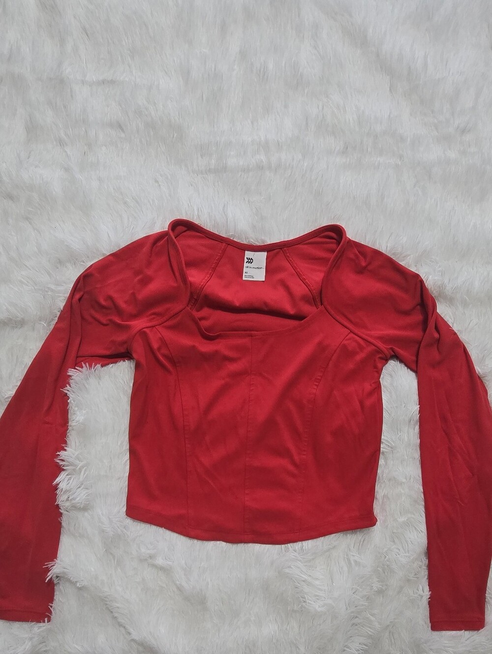 all in motion Red Long Sleeve Scoop-Neck Fitted Top